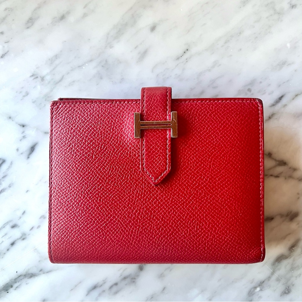 Hermes Bearn Rouge Glena Veau Epsom Compact Wallet